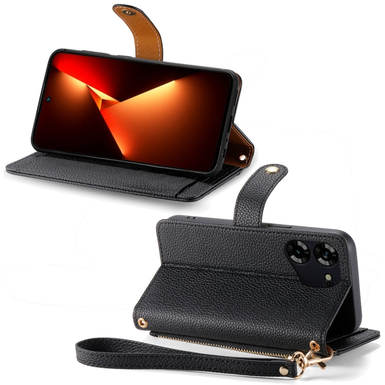 Love Zipper Lanyard Leather Phone Case, For Tecno Pova 5 4G