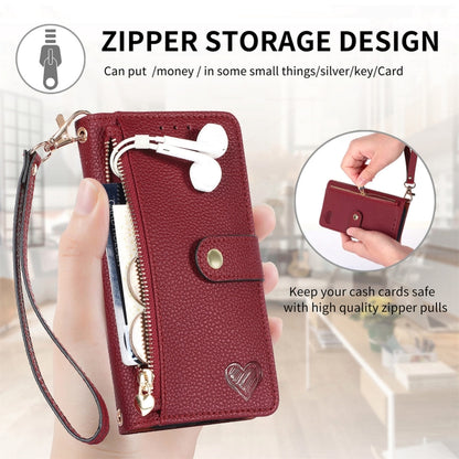 Love Zipper Lanyard Leather Phone Case, For Tecno Pova 5 4G