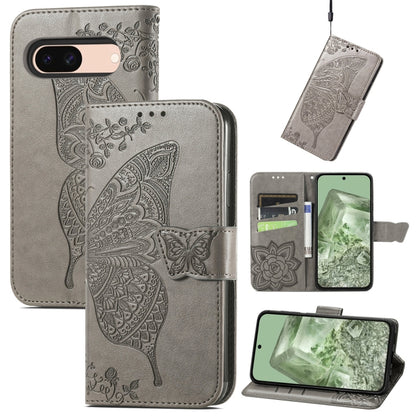 Butterfly Love Flower Embossed Leather Phone Case, For Google Pixel 10a, For Google Pixel 10 Pro XL, For Google Pixel 9a, For Google Pixel 9 Pro XL, For Google Pixel 8a, For Google Pixel 10 / 10 Pro, For Google Pixel 9 / 9 Pro