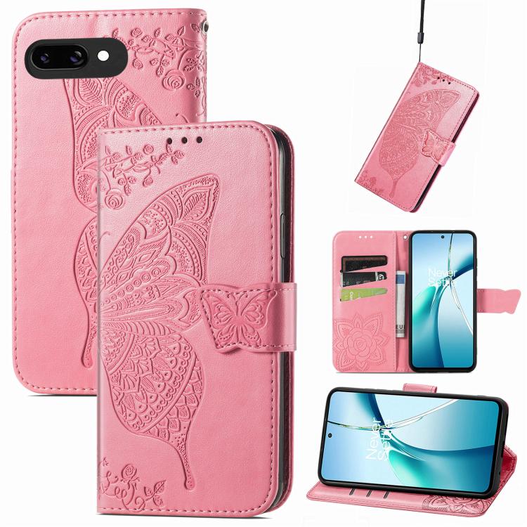 Butterfly Love Flower Embossed Leather Phone Case, For Google Pixel 10a, For Google Pixel 10 Pro XL, For Google Pixel 9a, For Google Pixel 9 Pro XL, For Google Pixel 8a, For Google Pixel 10 / 10 Pro, For Google Pixel 9 / 9 Pro