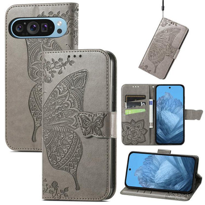 Butterfly Love Flower Embossed Leather Phone Case, For Google Pixel 10a, For Google Pixel 10 Pro XL, For Google Pixel 9a, For Google Pixel 9 Pro XL, For Google Pixel 8a, For Google Pixel 10 / 10 Pro, For Google Pixel 9 / 9 Pro