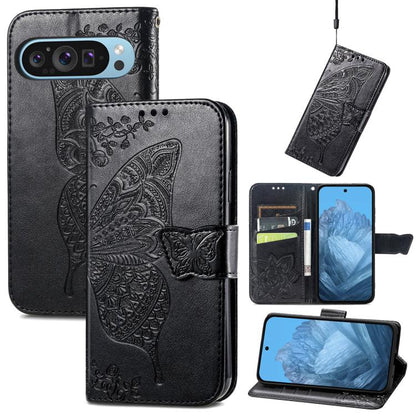 Butterfly Love Flower Embossed Leather Phone Case, For Google Pixel 11 Pro XL, For Google Pixel 10a, For Google Pixel 10 Pro XL, For Google Pixel 9a, For Google Pixel 9 Pro XL, For Google Pixel 8a, For Google Pixel 11 / 11 Pro                          ...