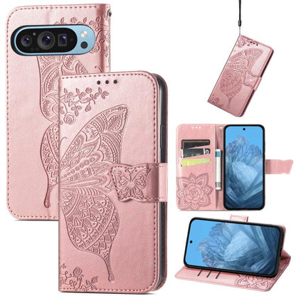Butterfly Love Flower Embossed Leather Phone Case, For Google Pixel 11 Pro XL, For Google Pixel 10a, For Google Pixel 10 Pro XL, For Google Pixel 9a, For Google Pixel 9 Pro XL, For Google Pixel 8a, For Google Pixel 11 / 11 Pro                          ...