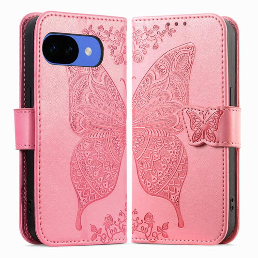 Butterfly Love Flower Embossed Leather Phone Case, For Google Pixel 10a, For Google Pixel 10 Pro XL, For Google Pixel 9a, For Google Pixel 9 Pro XL, For Google Pixel 8a, For Google Pixel 10 / 10 Pro, For Google Pixel 9 / 9 Pro