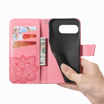 Butterfly Love Flower Embossed Leather Phone Case, For Google Pixel 10a, For Google Pixel 10 Pro XL, For Google Pixel 9a, For Google Pixel 9 Pro XL, For Google Pixel 8a, For Google Pixel 10 / 10 Pro, For Google Pixel 9 / 9 Pro