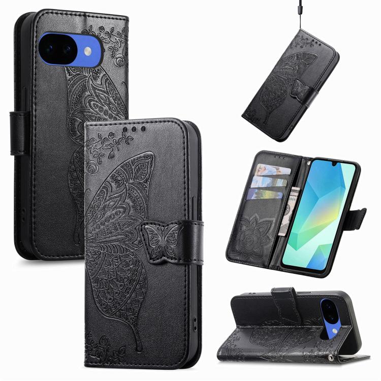 Butterfly Love Flower Embossed Leather Phone Case, For Google Pixel 11 Pro XL, For Google Pixel 10a, For Google Pixel 10 Pro XL, For Google Pixel 9a, For Google Pixel 9 Pro XL, For Google Pixel 8a, For Google Pixel 11 / 11 Pro                          ...