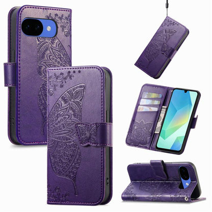 Butterfly Love Flower Embossed Leather Phone Case, For Google Pixel 10a, For Google Pixel 10 Pro XL, For Google Pixel 9a, For Google Pixel 9 Pro XL, For Google Pixel 8a, For Google Pixel 10 / 10 Pro, For Google Pixel 9 / 9 Pro