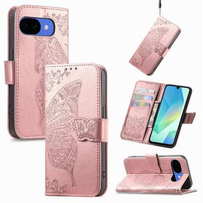 Butterfly Love Flower Embossed Leather Phone Case, For Google Pixel 11 Pro XL, For Google Pixel 10a, For Google Pixel 10 Pro XL, For Google Pixel 9a, For Google Pixel 9 Pro XL, For Google Pixel 8a, For Google Pixel 11 / 11 Pro                          ...