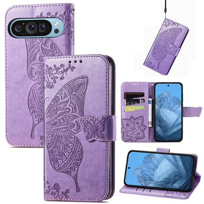 Butterfly Love Flower Embossed Leather Phone Case, For Google Pixel 11 Pro XL, For Google Pixel 10a, For Google Pixel 10 Pro XL, For Google Pixel 9a, For Google Pixel 9 Pro XL, For Google Pixel 8a, For Google Pixel 11 / 11 Pro                          ...