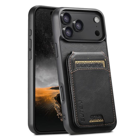 Suteni H02 Leather Wallet Stand Back Phone Case, For iPhone 18 Pro, For iPhone 18 Pro Max, For iPhone 17 Pro Max, For iPhone 17 Pro, For iPhone 17, For iPhone Air, For iPhone 16 Pro Max, For iPhone 16 Pro, For iPhone 16 Plus, For iPhone 16             ...