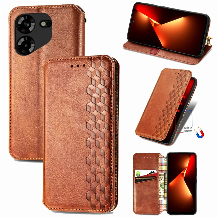 Cubic Grid Pressed Magnetic Leather Phone Case, ForTecno Spark 20 Pro+, ForTecno Spark 20 Pro, For Tecno Spark 20C 4G, For Tecno Spark 20 4G, For Tecno Spark Go 2024, For Tecno Pova 5 4G