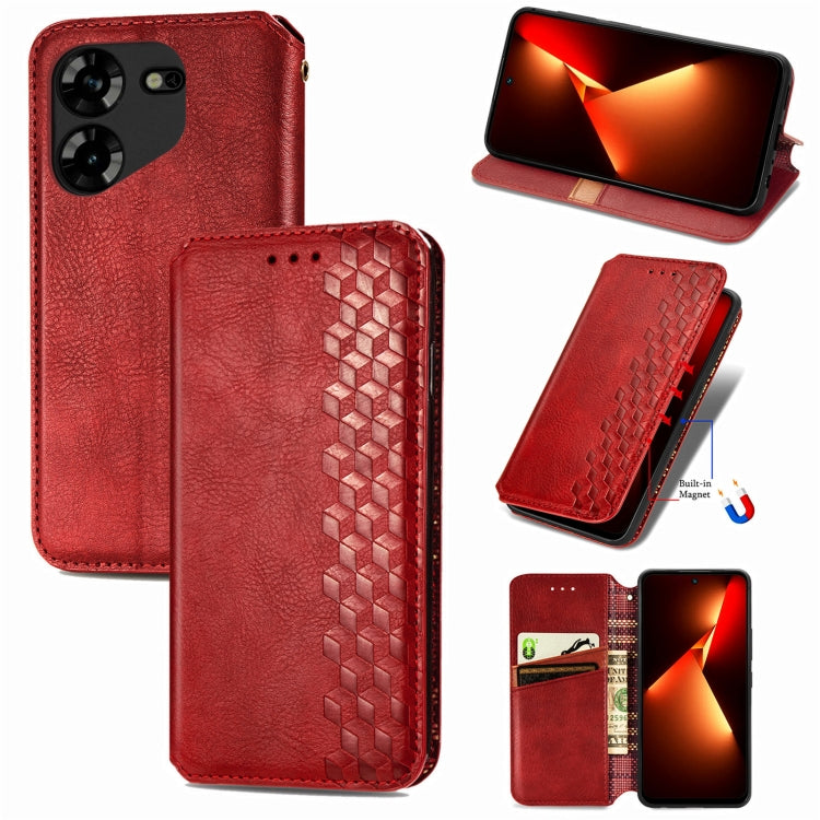 Cubic Grid Pressed Magnetic Leather Phone Case, ForTecno Spark 20 Pro+, ForTecno Spark 20 Pro, For Tecno Spark 20C 4G, For Tecno Spark 20 4G, For Tecno Spark Go 2024, For Tecno Pova 5 4G