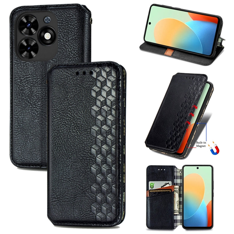 Cubic Grid Pressed Magnetic Leather Phone Case, ForTecno Spark 20 Pro+, ForTecno Spark 20 Pro, For Tecno Spark 20C 4G, For Tecno Spark 20 4G, For Tecno Spark Go 2024, For Tecno Pova 5 4G