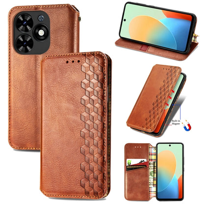 Cubic Grid Pressed Magnetic Leather Phone Case, ForTecno Spark 20 Pro+, ForTecno Spark 20 Pro, For Tecno Spark 20C 4G, For Tecno Spark 20 4G, For Tecno Spark Go 2024, For Tecno Pova 5 4G