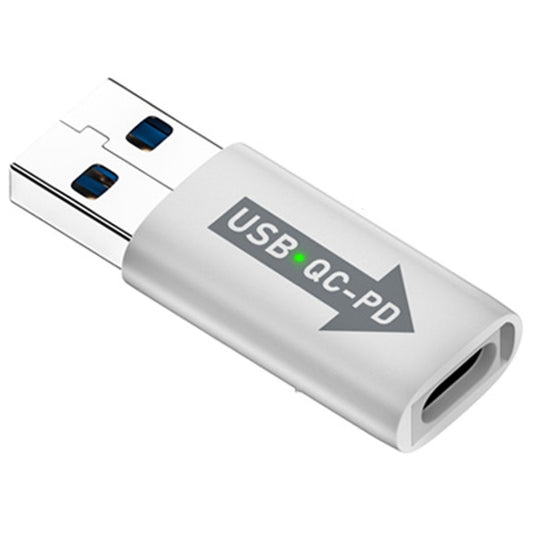 USB-A  Male QC3.1 to Type-C Female PD 10Gbps Converter Adapter, White with Indicator Light, White without Indicator Light, Grey with Indicator Light, Grey without Indicator Light