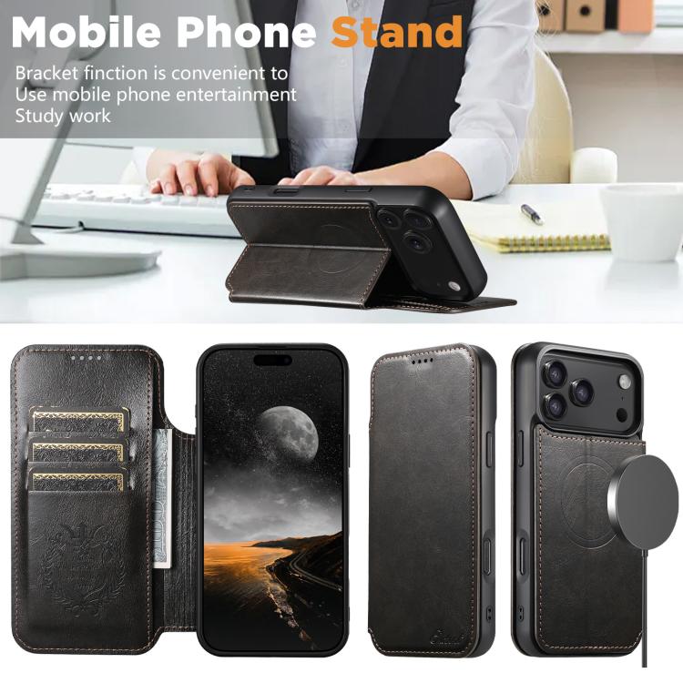 Suteni J05 Leather Magnetic MagSafe Phone Case, For iPhone 17 Pro Max, For iPhone 17 Pro, For iPhone 17, For iPhone Air, For iPhone 16 Pro Max, For iPhone 16 Pro, For iPhone 16 Plus, For iPhone 16, For iPhone 15 Pro Max, For iPhone 15 Pro              ...