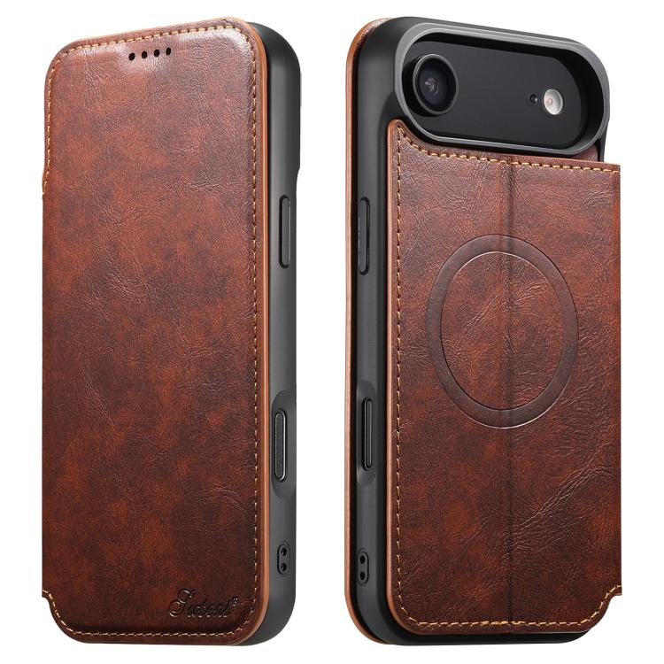 Suteni J05 Leather Magnetic MagSafe Phone Case, For iPhone 17 Pro Max, For iPhone 17 Pro, For iPhone 17, For iPhone Air, For iPhone 16 Pro Max, For iPhone 16 Pro, For iPhone 16 Plus, For iPhone 16, For iPhone 15 Pro Max, For iPhone 15 Pro              ...