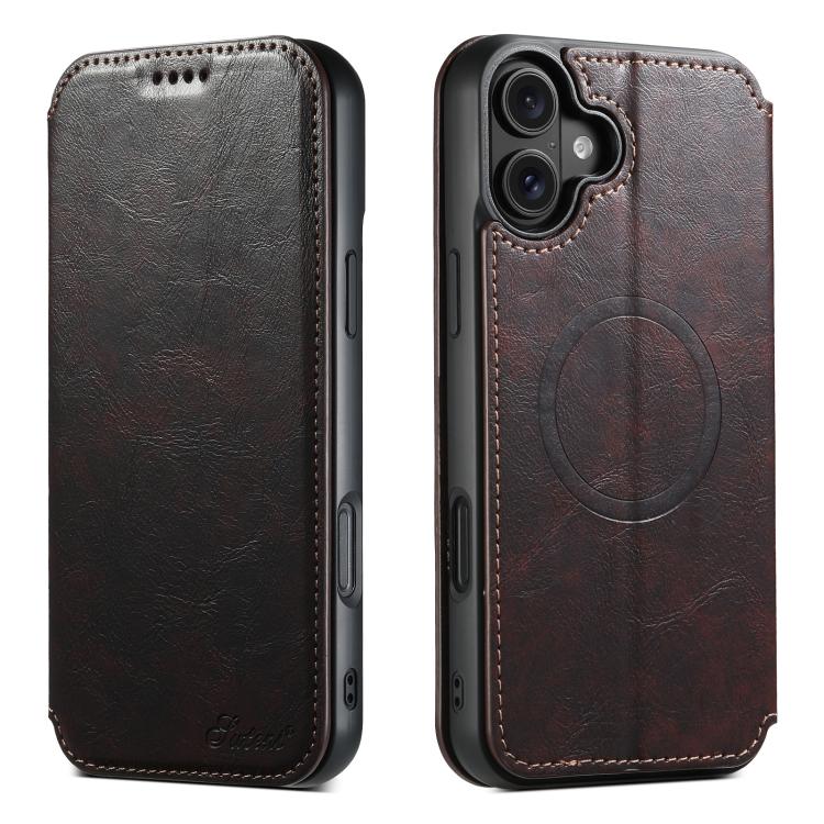 Suteni J05 Leather Magnetic MagSafe Phone Case, For iPhone 18, For iPhone 18 Pro, For iPhone 18 Pro Max, For iPhone 17 Pro Max, For iPhone 17 Pro, For iPhone 17, For iPhone 17 AIr, For iPhone 16 Pro Max, For iPhone 16 Pro, For iPhone 16 Plus           ...