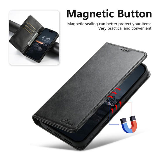 Suteni Kalbsleder-Textur Horizontal aufklappbare Handyhülle, Für iPhone 17e / 16e, Für iPhone 17 Pro Max, Für iPhone 17 Pro, Für iPhone 17, Für iPhone Air, Für iPhone 16 Pro Max, Für iPhone 16 Pro, Für iPhone 16 Plus, Für iPhone 16, Für iPhone 15 Pro Max