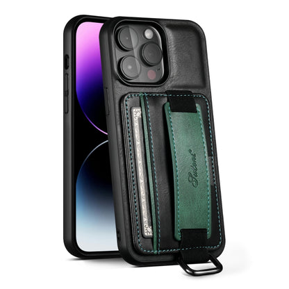 Suteni H13 Card Wallet Wrist Strap Holder PU Phone Case, For iPhone 18 Pro, For iPhone 18 Pro Max, For iPhone 17 Pro Max, For iPhone 17 Pro, For iPhone 17, For iPhone  Air, For iPhone 16 Pro Max, For iPhone 16 Pro, For iPhone 16 Plus, For iPhone 16    ...