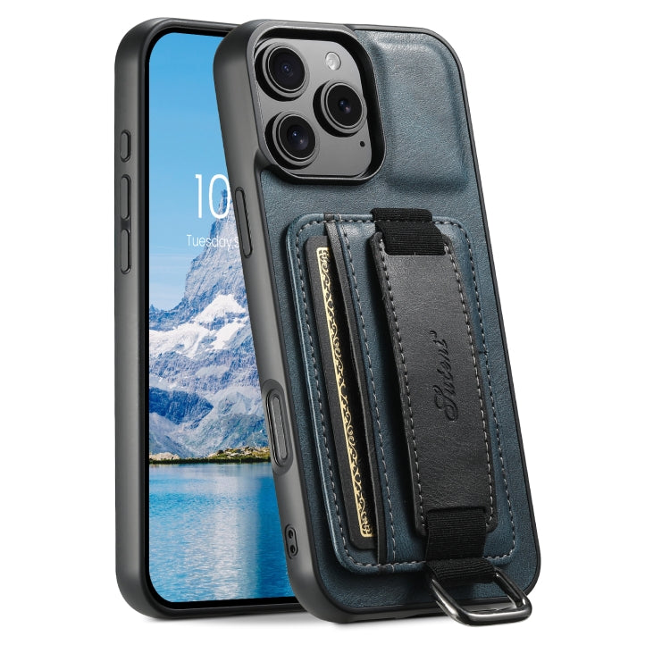 Suteni H13 Card Wallet Wrist Strap Holder PU Phone Case, For iPhone 18 Pro, For iPhone 18 Pro Max, For iPhone 17 Pro Max, For iPhone 17 Pro, For iPhone 17, For iPhone  Air, For iPhone 16 Pro Max, For iPhone 16 Pro, For iPhone 16 Plus, For iPhone 16    ...