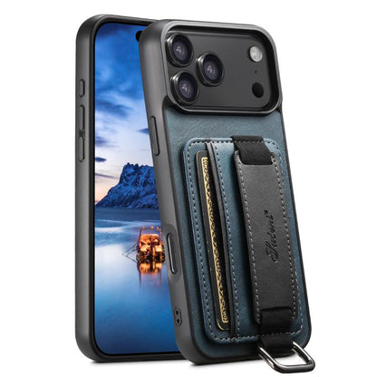 Suteni H13 Card Wallet Wrist Strap Holder PU Phone Case