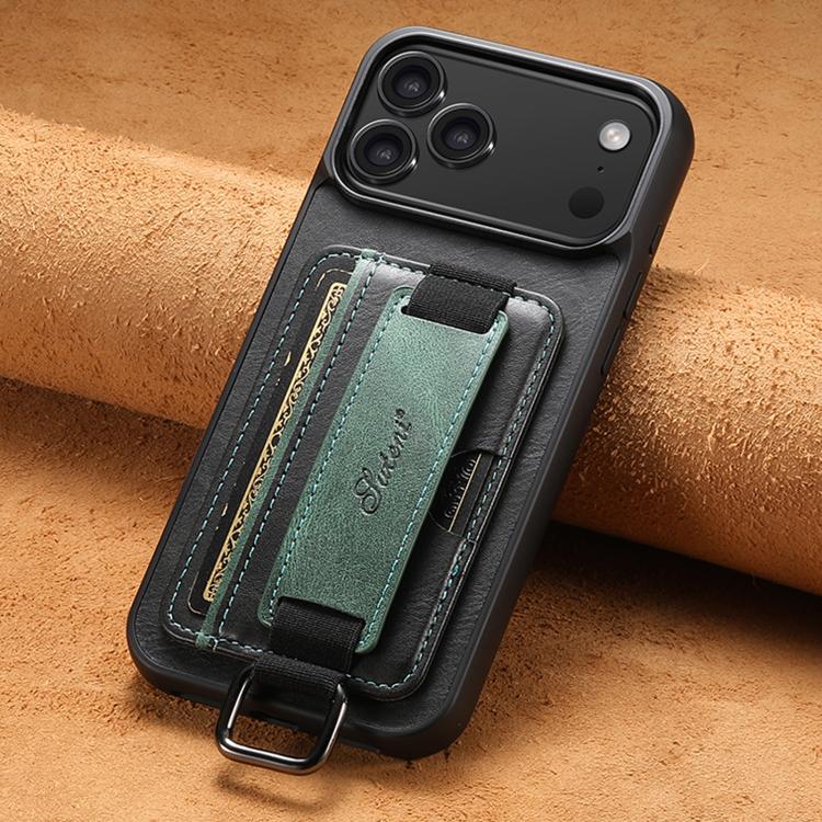 Suteni H13 Card Wallet Wrist Strap Holder PU Phone Case, For iPhone 18 Pro, For iPhone 18 Pro Max, For iPhone 17 Pro Max, For iPhone 17 Pro, For iPhone 17, For iPhone  Air, For iPhone 16 Pro Max, For iPhone 16 Pro, For iPhone 16 Plus, For iPhone 16    ...