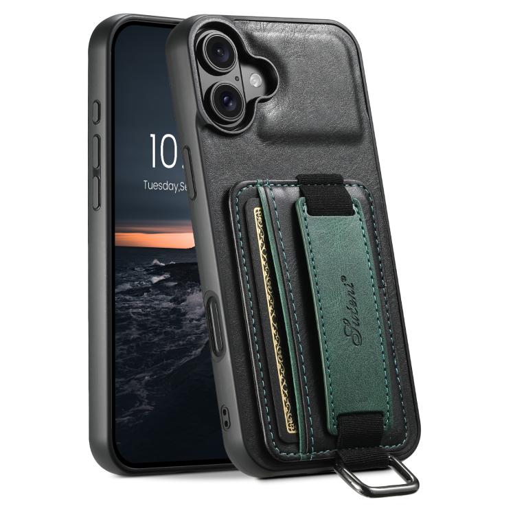 Suteni H13 Card Wallet Wrist Strap Holder PU Phone Case, For iPhone 18, For iPhone 18 Pro, For iPhone 18 Pro Max, For iPhone 17 Pro Max, For iPhone 17 Pro, For iPhone 17, For iPhone  Air, For iPhone 16 Pro Max, For iPhone 16 Pro, For iPhone 16 Plus    ...