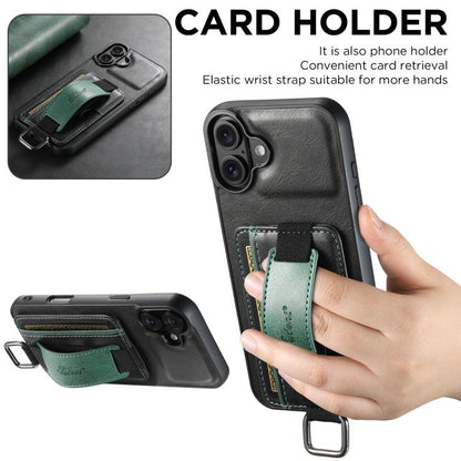 Suteni H13 Card Wallet Wrist Strap Holder PU Phone Case, For iPhone 18, For iPhone 18 Pro, For iPhone 18 Pro Max, For iPhone 17 Pro Max, For iPhone 17 Pro, For iPhone 17, For iPhone  Air, For iPhone 16 Pro Max, For iPhone 16 Pro, For iPhone 16 Plus    ...