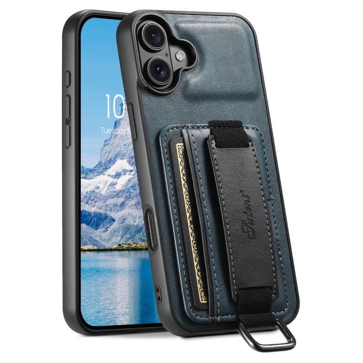 Suteni H13 Card Wallet Wrist Strap Holder PU Phone Case, For iPhone 18, For iPhone 18 Pro, For iPhone 18 Pro Max, For iPhone 17 Pro Max, For iPhone 17 Pro, For iPhone 17, For iPhone  Air, For iPhone 16 Pro Max, For iPhone 16 Pro, For iPhone 16 Plus    ...