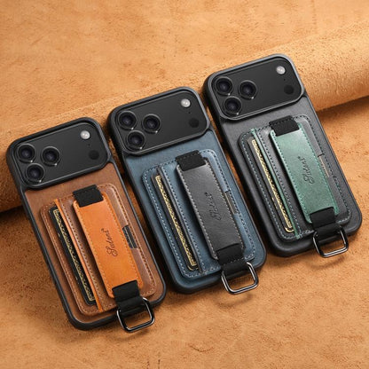 Suteni H13 Card Wallet Wrist Strap Holder PU Phone Case, For iPhone 18, For iPhone 18 Pro, For iPhone 18 Pro Max, For iPhone 17 Pro Max, For iPhone 17 Pro, For iPhone 17, For iPhone  Air, For iPhone 16 Pro Max, For iPhone 16 Pro, For iPhone 16 Plus    ...