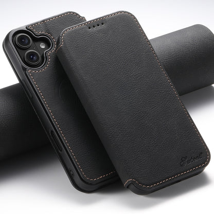Suteni J06 Retro Matte Litchi Texture Leather MagSafe Phone Case, For iPhone 17 Pro Max, For iPhone 17 Pro, For iPhone 17, For iPhone Air, For iPhone 16 Pro Max, For iPhone 16 Pro, For iPhone 16 Plus, For iPhone 16, For iPhone 15 Pro Max               ...