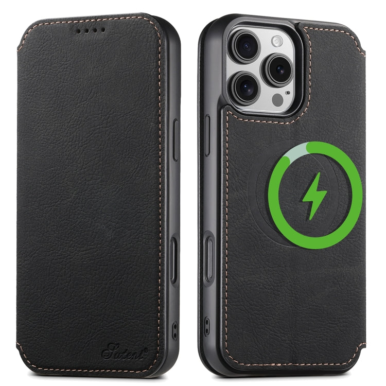 Suteni J06 Retro Matte Litchi Texture Leather MagSafe Phone Case, For iPhone 18 Pro, For iPhone 18 Pro Max, For iPhone 17 Pro Max, For iPhone 17 Pro, For iPhone 17, For iPhone Air, For iPhone 16 Pro Max, For iPhone 16 Pro, For iPhone 16 Plus           ...