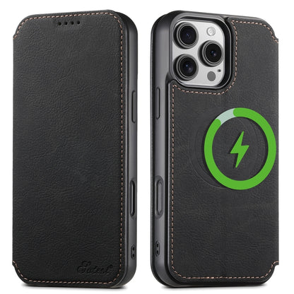 Suteni J06 Retro Matte Litchi Texture Leather MagSafe Phone Case, For iPhone 18 Pro, For iPhone 18 Pro Max, For iPhone 17 Pro Max, For iPhone 17 Pro, For iPhone 17, For iPhone Air, For iPhone 16 Pro Max, For iPhone 16 Pro, For iPhone 16 Plus           ...