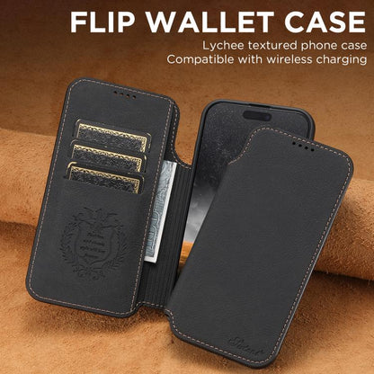 Suteni J06 Retro Matte Litchi Texture Leather MagSafe Phone Case