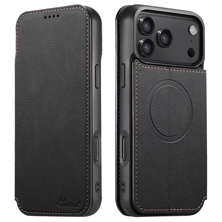 Suteni J06 Retro Matte Litchi Texture Leather MagSafe Phone Case, For iPhone 18, For iPhone 18 Pro, For iPhone 18 Pro Max, For iPhone 17 Pro Max, For iPhone 17 Pro, For iPhone 17, For iPhone Air, For iPhone 16 Pro Max, For iPhone 16 Pro                ...