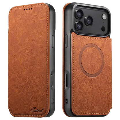 Suteni J06 Retro Matte Litchi Texture Leather MagSafe Phone Case, For iPhone 18, For iPhone 18 Pro, For iPhone 18 Pro Max, For iPhone 17 Pro Max, For iPhone 17 Pro, For iPhone 17, For iPhone Air, For iPhone 16 Pro Max, For iPhone 16 Pro                ...