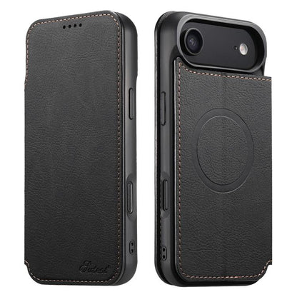 Suteni J06 Retro Matte Litchi Texture Leather MagSafe Phone Case