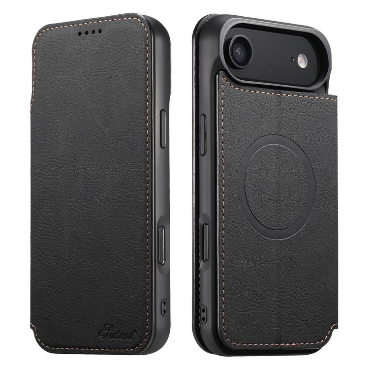 Suteni J06 Retro Matte Litchi Texture Leather MagSafe Phone Case, For iPhone 18, For iPhone 18 Pro, For iPhone 18 Pro Max, For iPhone 17 Pro Max, For iPhone 17 Pro, For iPhone 17, For iPhone Air, For iPhone 16 Pro Max, For iPhone 16 Pro                ...