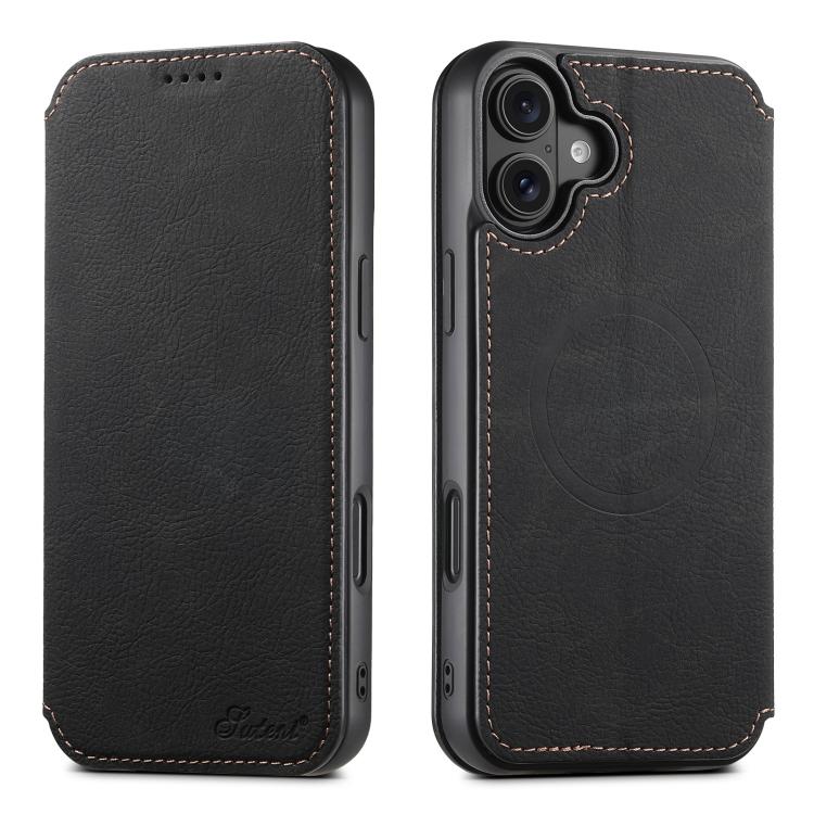 Suteni J06 Retro Matte Litchi Texture Leather MagSafe Phone Case, For iPhone 18, For iPhone 18 Pro, For iPhone 18 Pro Max, For iPhone 17 Pro Max, For iPhone 17 Pro, For iPhone 17, For iPhone Air, For iPhone 16 Pro Max, For iPhone 16 Pro                ...