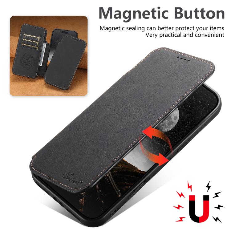 Suteni J06 Retro Matte Litchi Texture Leather MagSafe Phone Case, For iPhone 18, For iPhone 18 Pro, For iPhone 18 Pro Max, For iPhone 17 Pro Max, For iPhone 17 Pro, For iPhone 17, For iPhone Air, For iPhone 16 Pro Max, For iPhone 16 Pro                ...