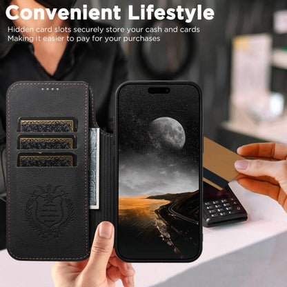 Suteni J06 Retro Matte Litchi Texture Leather MagSafe Phone Case, For iPhone 18, For iPhone 18 Pro, For iPhone 18 Pro Max, For iPhone 17 Pro Max, For iPhone 17 Pro, For iPhone 17, For iPhone Air, For iPhone 16 Pro Max, For iPhone 16 Pro                ...