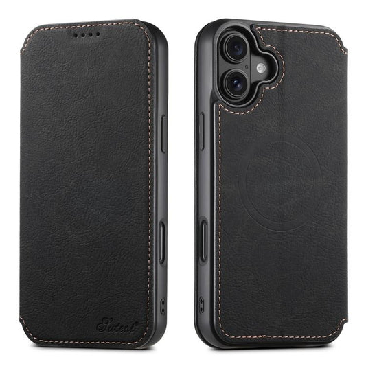 Suteni J06 Retro Matte Litchi Texture Leather MagSafe Phone Case, For iPhone 18, For iPhone 18 Pro, For iPhone 18 Pro Max, For iPhone 17 Pro Max, For iPhone 17 Pro, For iPhone 17, For iPhone Air, For iPhone 16 Pro Max, For iPhone 16 Pro                ...
