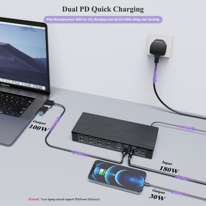 WAVLINK UG69PD10 1 to 4 Screens 4K/5K AV Transfer USB-C to HD Type-C Docking Station Hub, US Plug, UK Plug, EU Plug, AU Plug