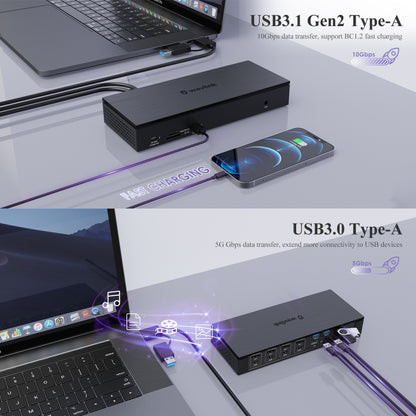 WAVLINK UG69PD10 1 to 4 Screens 4K/5K AV Transfer USB-C to HD Type-C Docking Station Hub, US Plug, UK Plug, EU Plug, AU Plug
