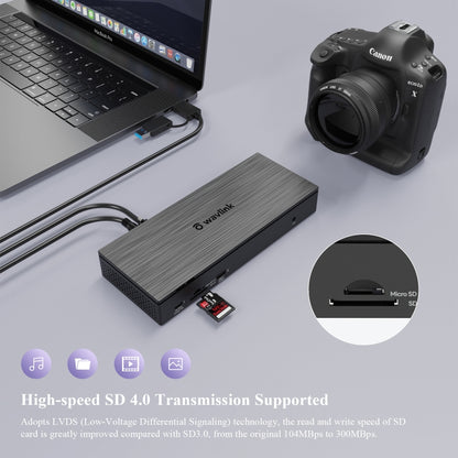 WAVLINK UG69PD10 1 to 4 Screens 4K/5K AV Transfer USB-C to HD Type-C Docking Station Hub, US Plug, UK Plug, EU Plug, AU Plug