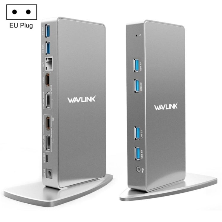 WAVLINK WL-UG69DK7 Laptops Type-C Universal Desktop Docking Station Aluminum Alloy HUB Adapter, UG69DK7