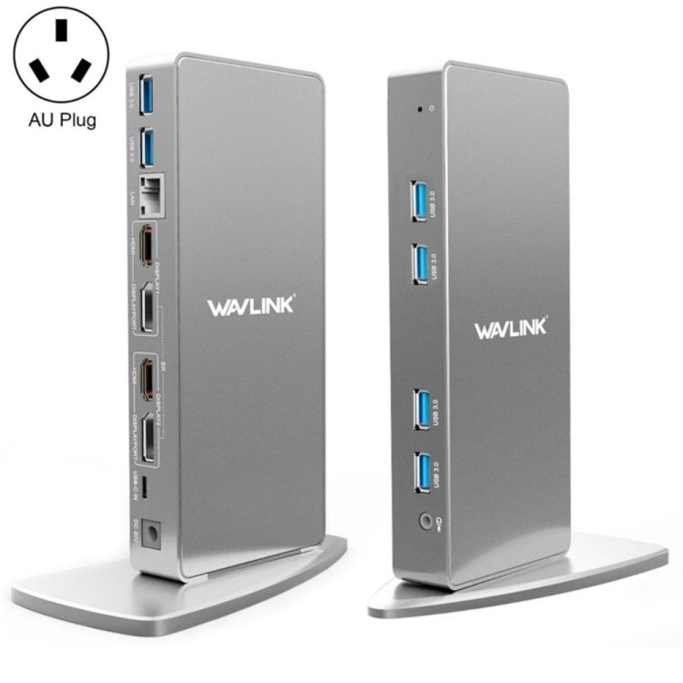 WAVLINK WL-UG69DK7 Laptops Type-C Universal Desktop Docking Station Aluminum Alloy HUB Adapter, UG69DK7