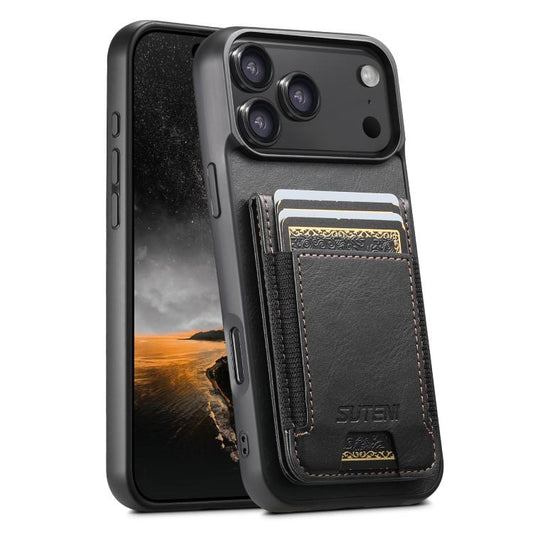 Suteni H03 Oil Wax Leather Wallet Stand Back Phone Case