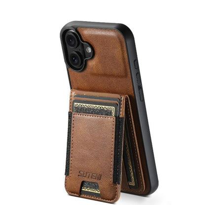 Suteni H03 Oil Wax Leather Wallet Stand Back Phone Case